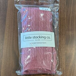 Little Stocking Co. Pink Cable Knit Footless Tights